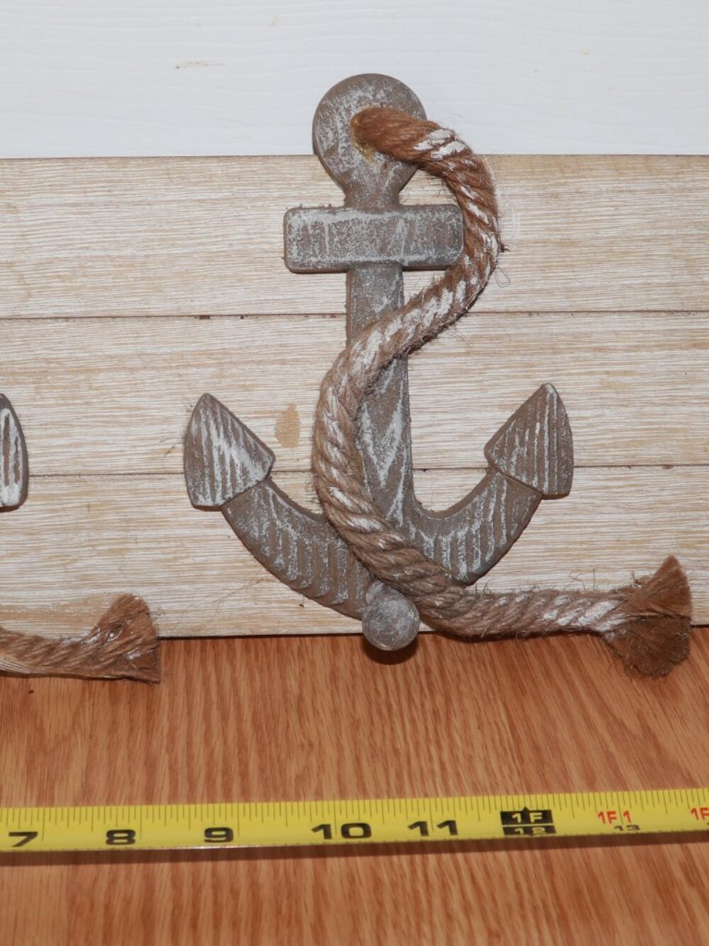 Coat Rack Anchor Style 21"x7" Navy Decor Wall Hanger or Keys 3 Hooks